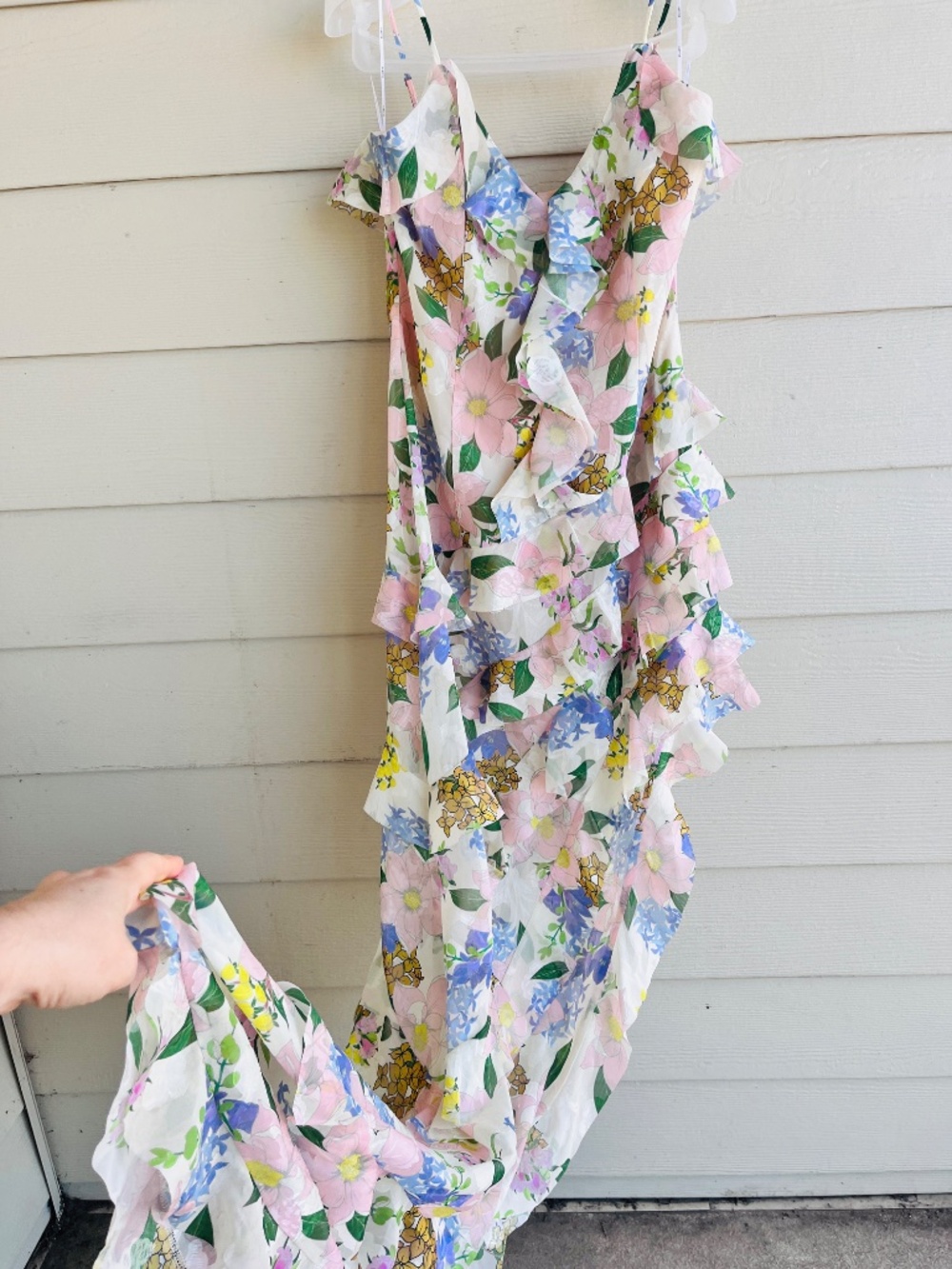 Elliatt - Australia 🇦🇺 L Kyla Asymmetrical Ruffle Gown Organza Straps Floral - Picture 10 of 16